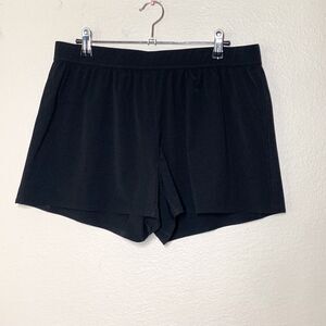 Wone Black Run Shorts Women's L Mid-Rise Mesh Side Panels Elastic Waist